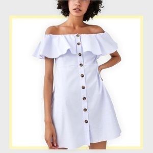 Zara Buttoned Off The‎ Shoulder Dress Size Small